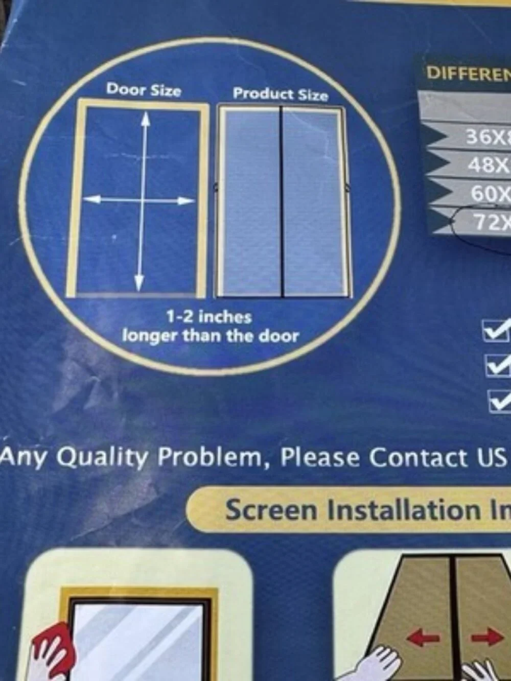 Magnetic Screen Door Middle Open 72 x 96 Inch Black - Sliding Or French Door